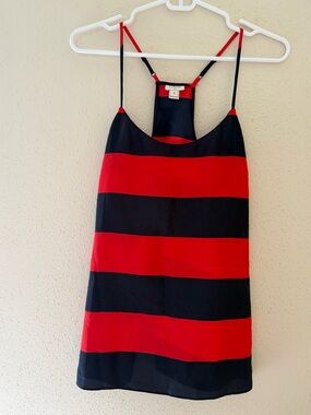 J. Crew Factory Women's Size 8 Navy Blue and Red Striped Racerback Tank Top